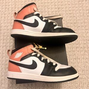 Jordan Kids Black, White, and Rust Pink Sneakers